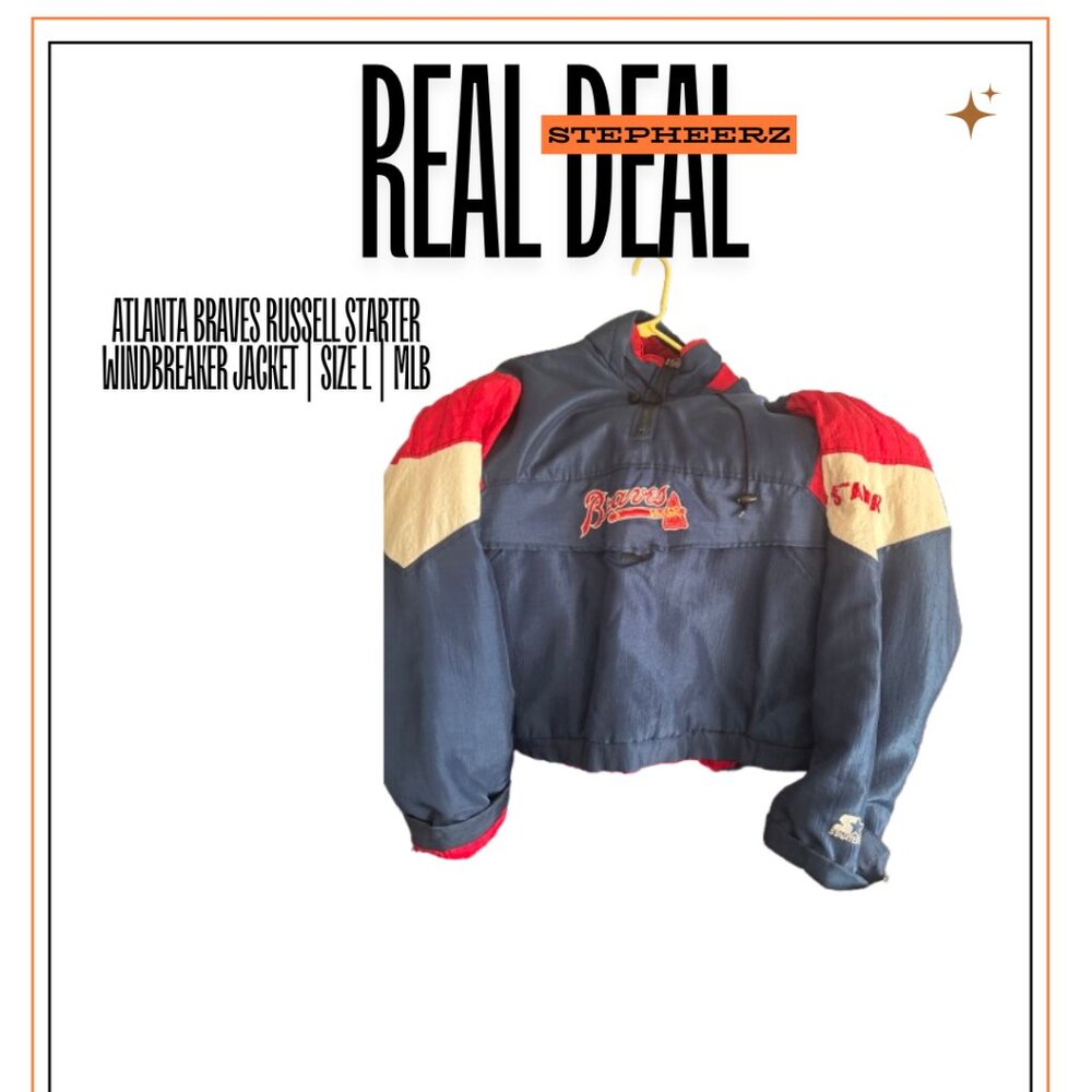 Atlanta Braves Russell Starter Windbreaker Jacket | Size L | MLB